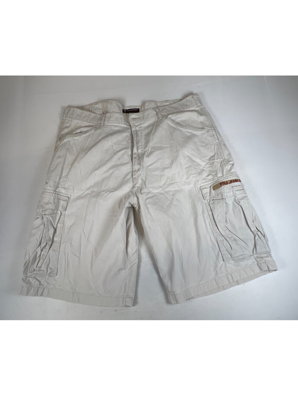 Vintage Polo Jeans Co Ralph Lauren Men 42 Beige Cargo Shorts Freighter Cotton
